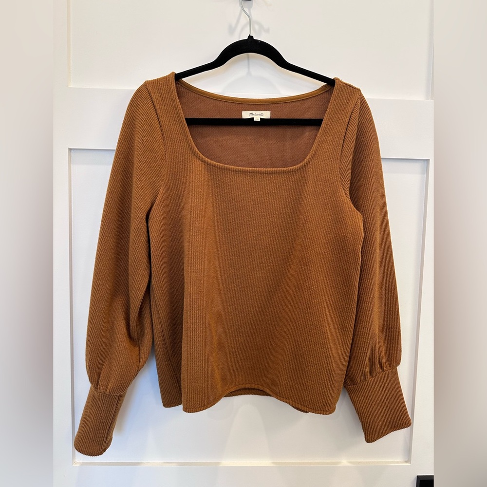 Madewell Brown Square Neck Sweater Top